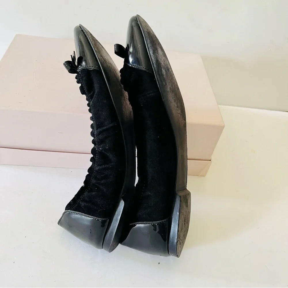 Valentino red black patent and velvet ballet slippers